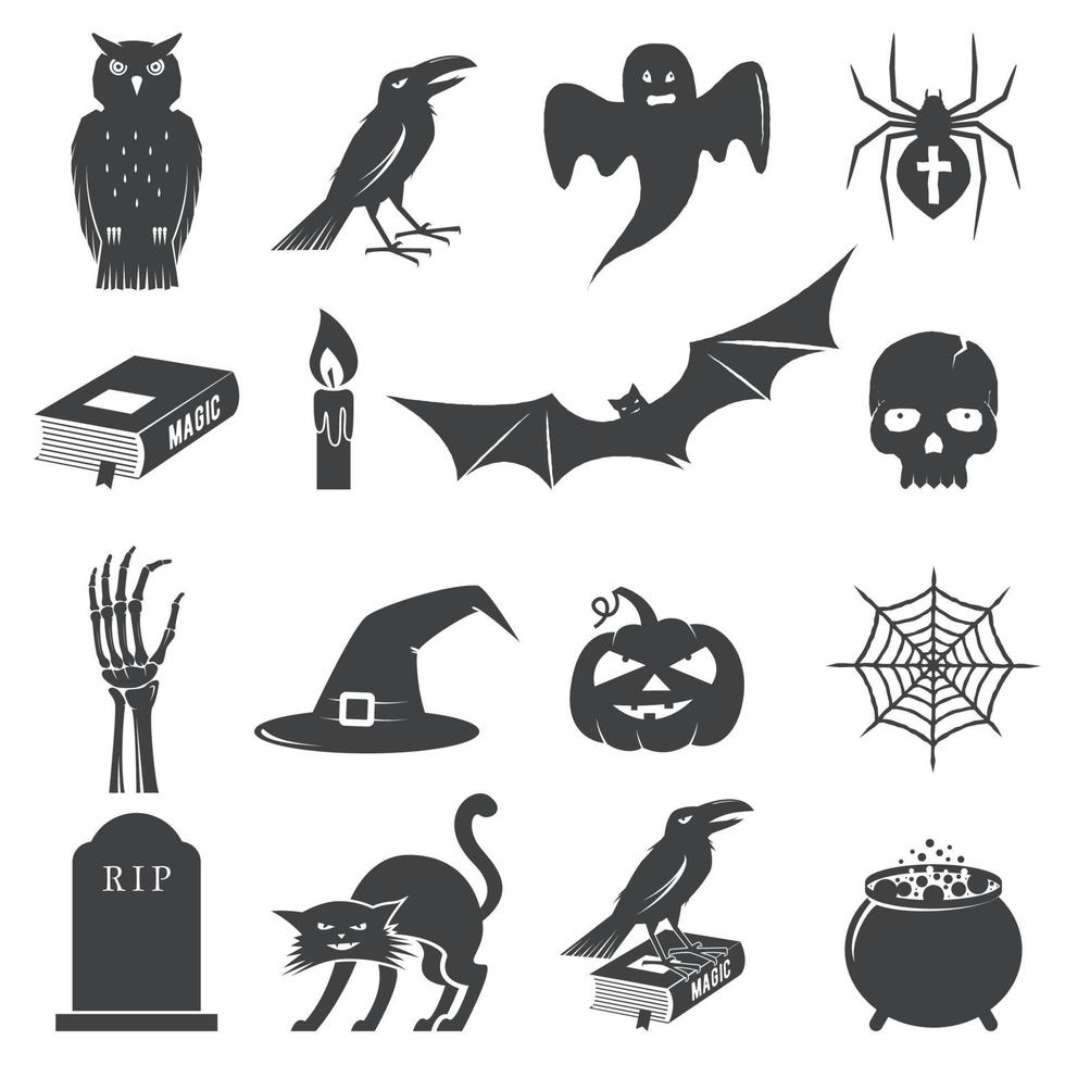 Satz von Halloween-Symbol-Silhouette. Vektor-Illustration. vektor