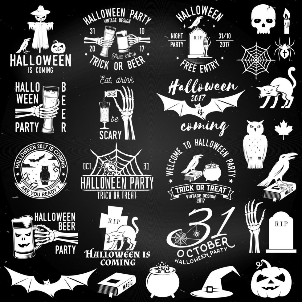 Reihe von Halloween-Party-Abzeichen vektor