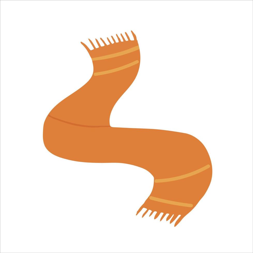 handgezeichnete, niedliche, isolierte Clip-Art-Illustration eines gemütlichen langen orangefarbenen Schals vektor