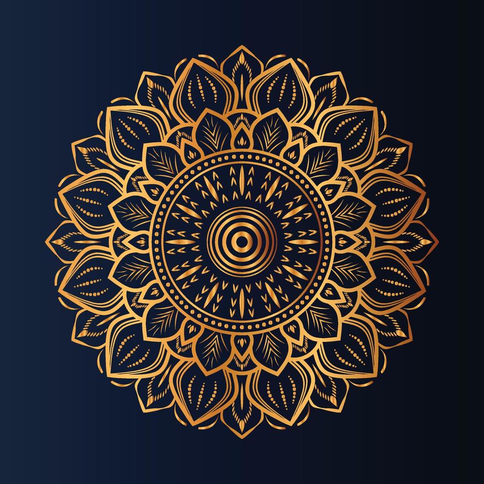 Drucken Sie Gold-Luxus-Mandala-Design kostenloser Vektor