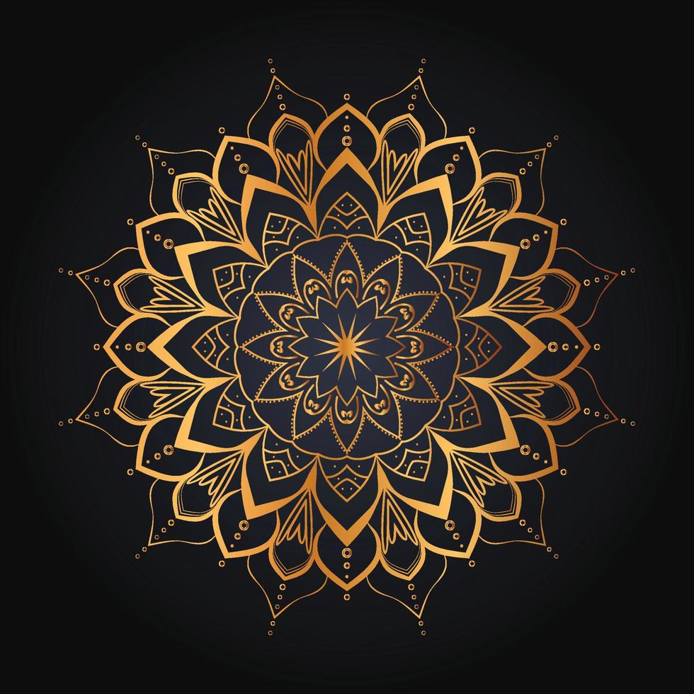 Luxus-Mandala-Visitenkarte mit goldenem Muster im arabischen islamischen Stil vektor