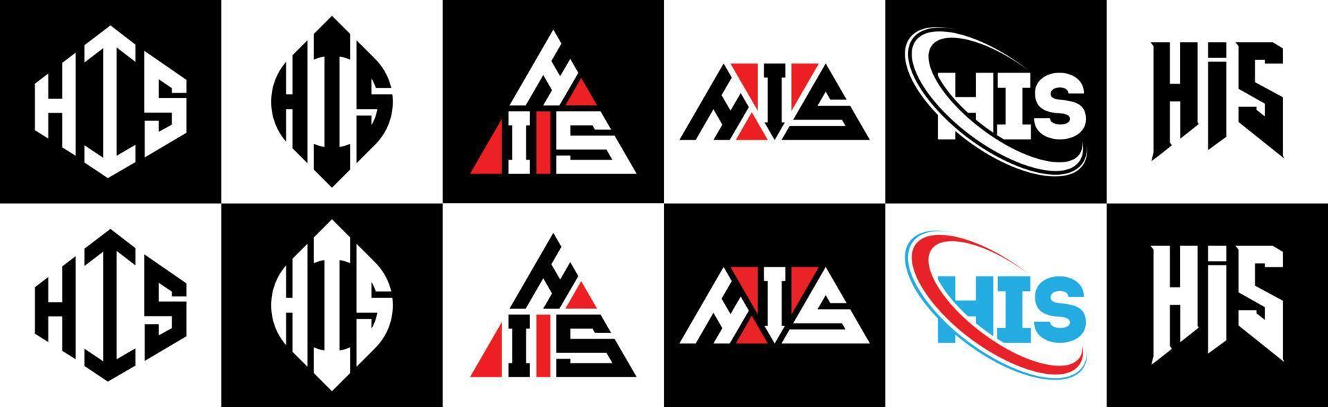 sein Brief-Logo-Design in sechs Stilen. Sein Polygon-, Kreis-, Dreieck-, Sechseck-, flacher und einfacher Stil mit schwarz-weißem Buchstabenlogo in einer Zeichenfläche. sein minimalistisches und klassisches Logo vektor