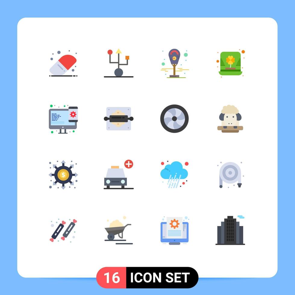 uppsättning av 16 vektor platt färger på rutnät för mottaglig vitklöver maskin pyssling hatt redigerbar packa av kreativ vektor design element
