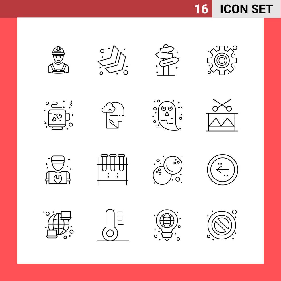 16 Icon Pack Line Style Umrisssymbole auf weißem Hintergrund einfache Zeichen für die allgemeine Gestaltung vektor