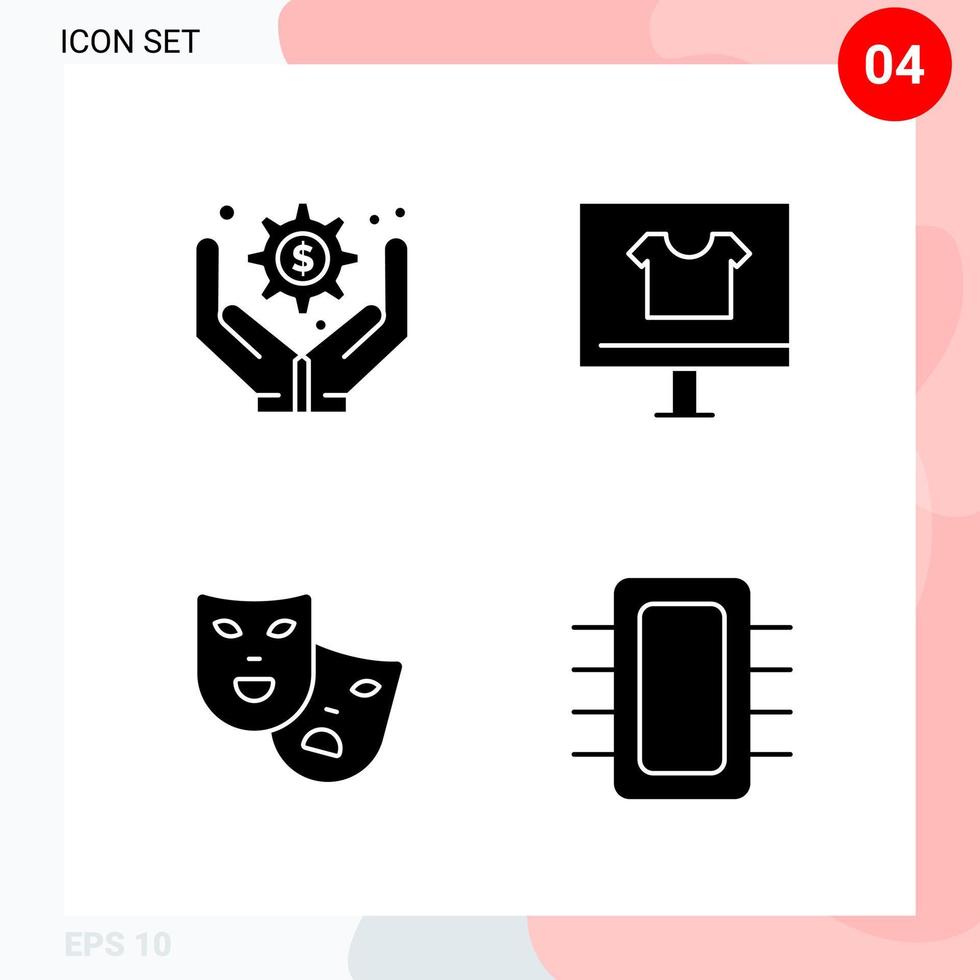 Vektorpaket mit 4 Symbolen im soliden Stil kreatives Glyphenpaket isoliert auf weißem Hintergrund für Web und mobile kreative schwarze Symbolvektorhintergrund vektor