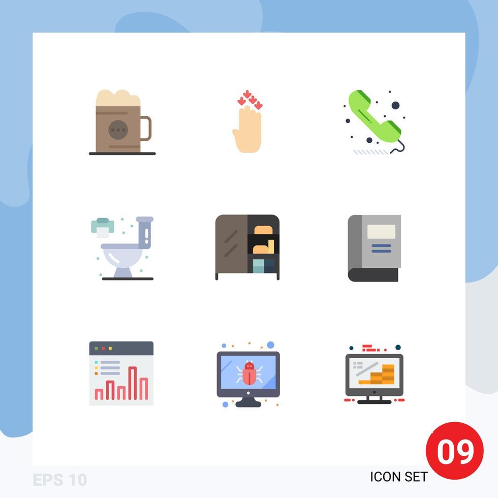 9 universell platt färger uppsättning för webb och mobil tillämpningar möbel levande ner Hem tecken redigerbar vektor design element