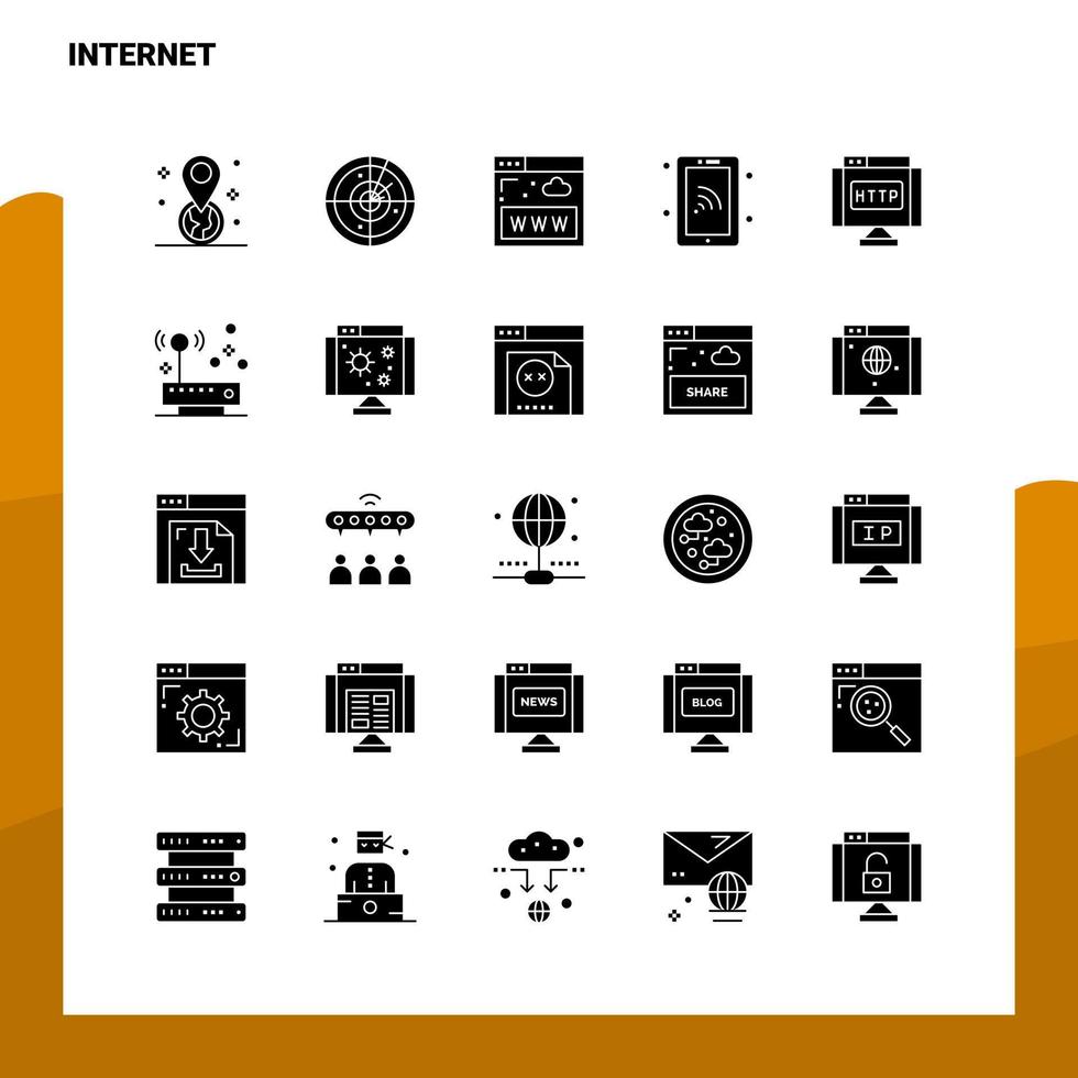 25 Internet-Icon-Set solide Glyphen-Icon-Vektor-Illustrationsvorlage für Web- und mobile Ideen für Unternehmen vektor