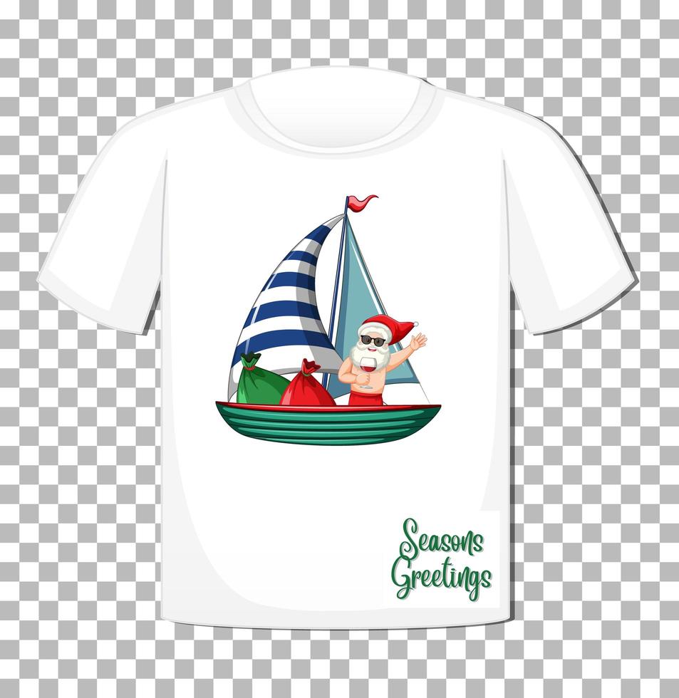 jultomten seriefigur i jul sommartema på t-shirt på transparent bakgrund vektor