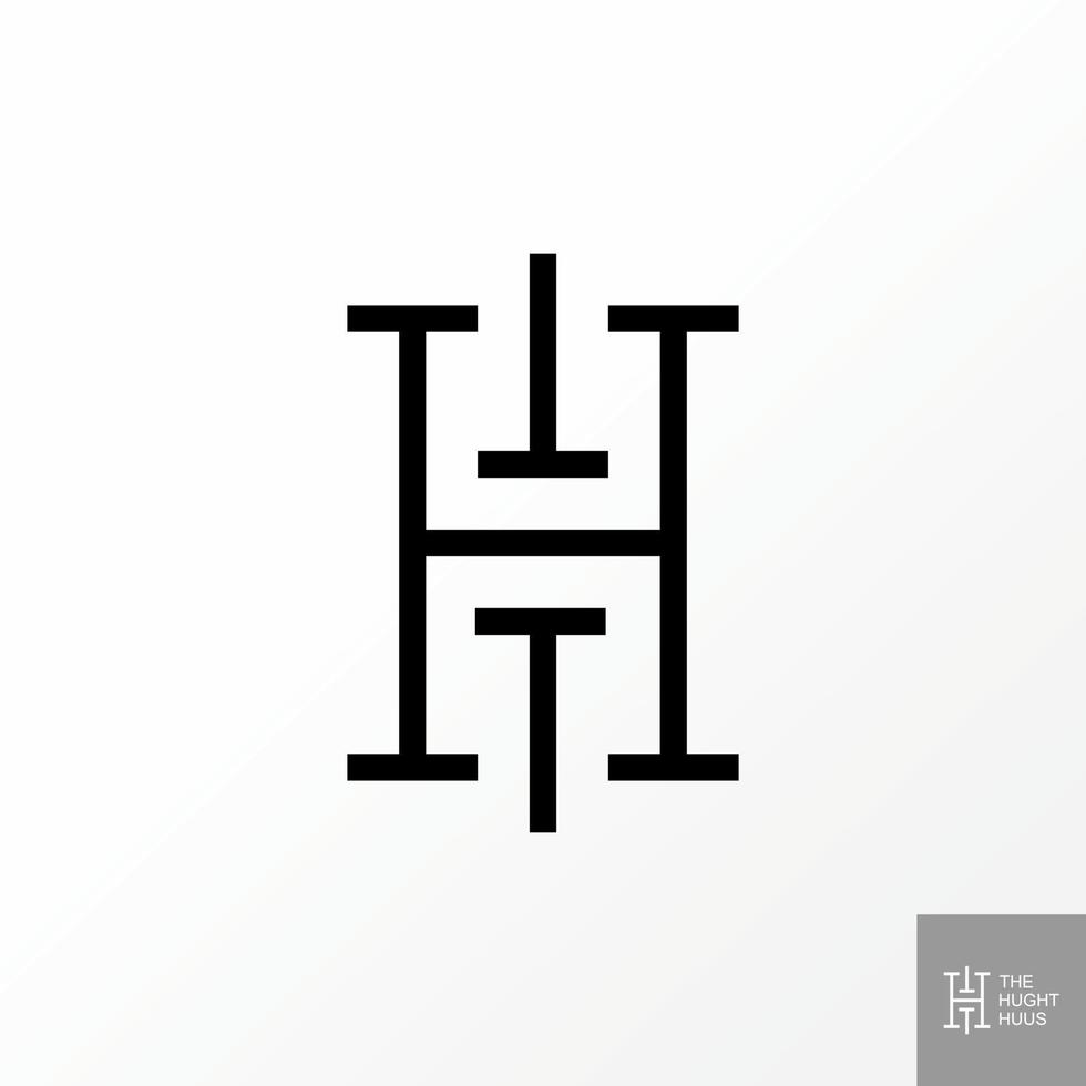 Buchstabe oder Wort h serifenlose Linienschrift mit von oben nach unten einfachem einzigartigem kreativem erstklassigem sauberem Bildgrafikikonenlogodesign abstraktem Konzept freiem Vektorvorrat. bezogen auf Typografie oder Initiale vektor