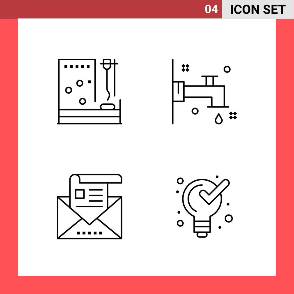 4 ikon packa linje stil översikt symboler på vit bakgrund enkel tecken för allmän design vektor