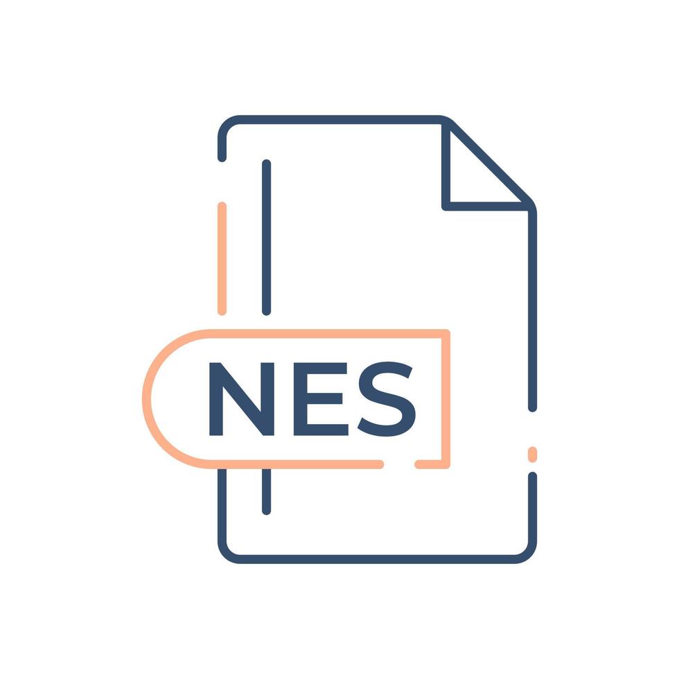 nes-Dateiformat-Symbol. nes Erweiterungsliniensymbol. vektor