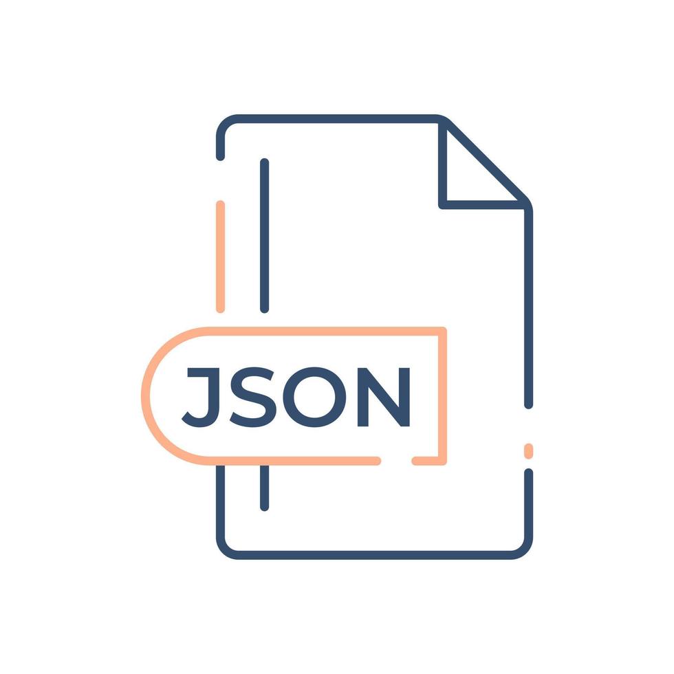 json fil formatera ikon. json förlängning linje ikon. vektor