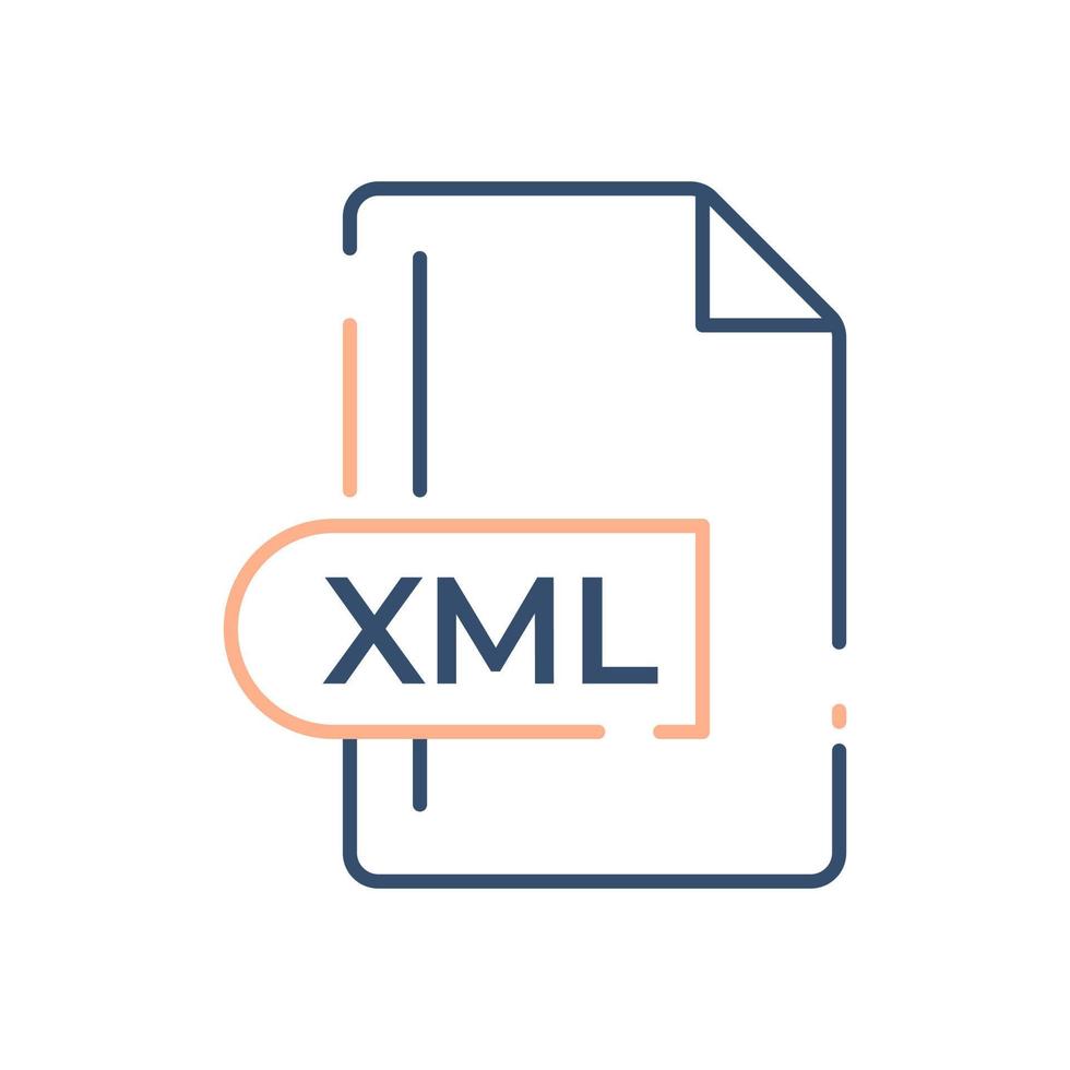 xml fil formatera ikon. xml förlängning linje ikon. vektor