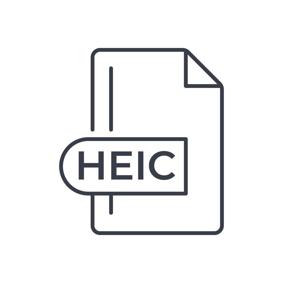 Symbol für heic-Dateiformat. Symbol für heic-Erweiterungslinie. vektor