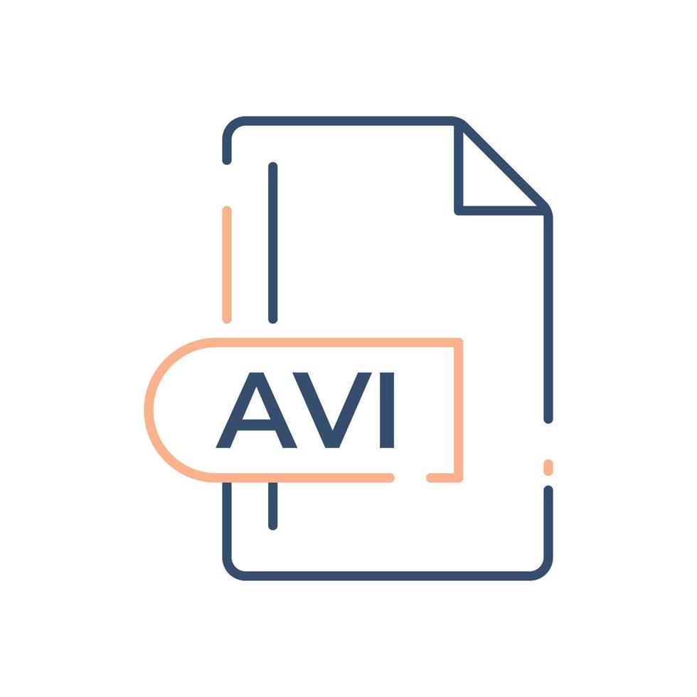 Symbol für das AVI-Dateiformat. avi-Erweiterungszeilensymbol. vektor