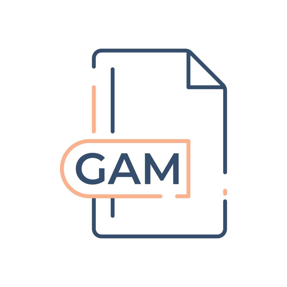 gam-Dateiformat-Symbol. Symbol für die Gam-Erweiterungslinie. vektor