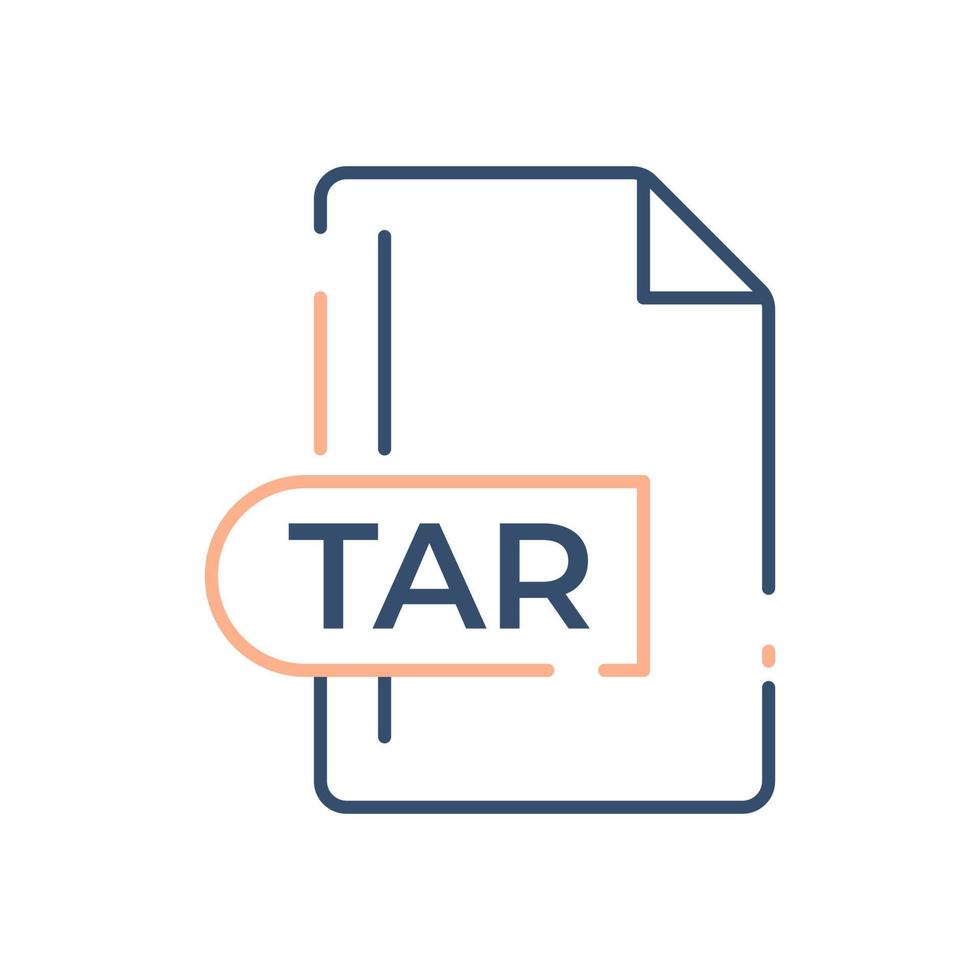 tar-Dateiformat-Symbol. Symbol für die Verlängerungslinie von tar. vektor