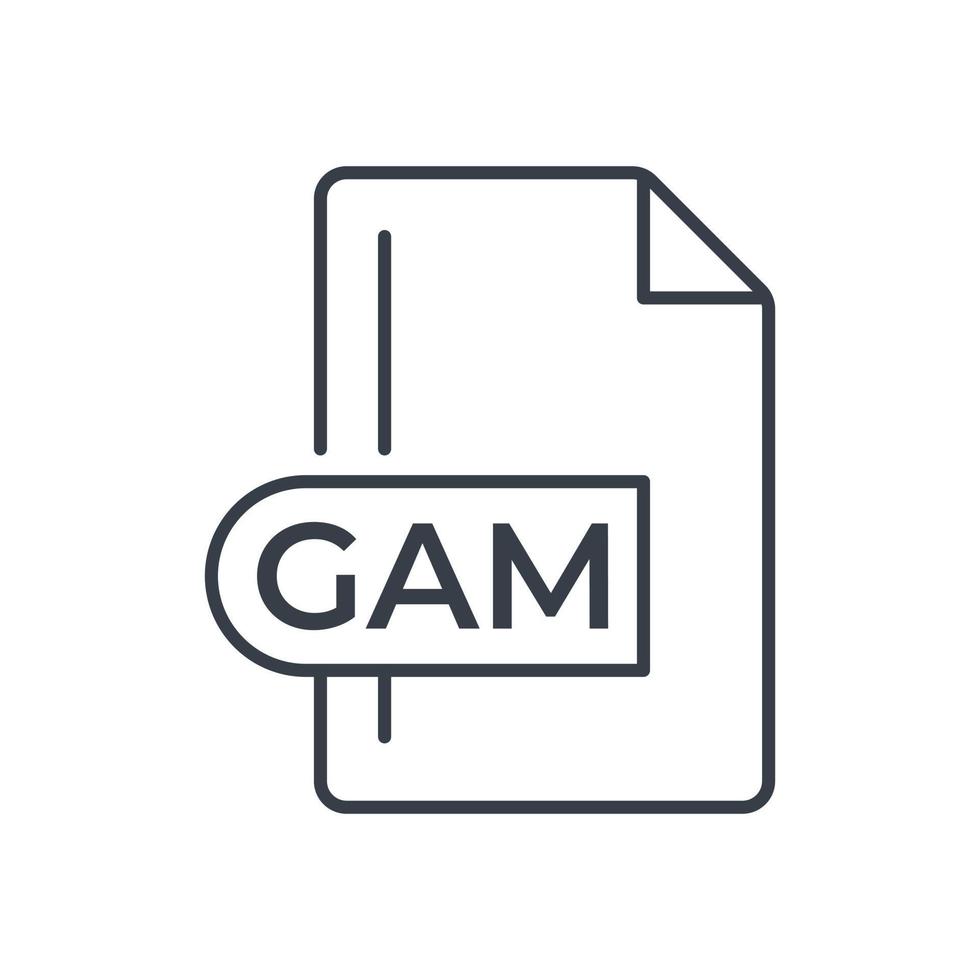 gam-Dateiformat-Symbol. Symbol für die Gam-Erweiterungslinie. vektor