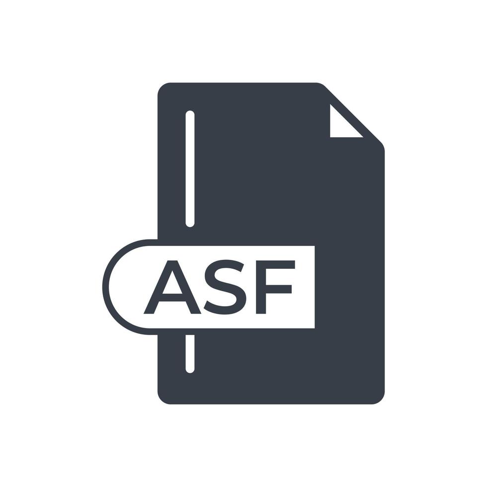 asf-Dateiformat-Symbol. mit asf-Erweiterung gefülltes Symbol. vektor