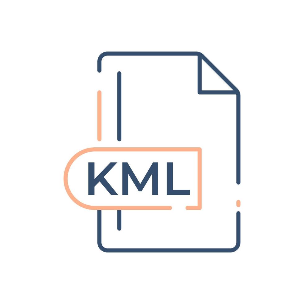 kml-Symbol. kml-Dateiformat-Erweiterungszeilensymbol. vektor