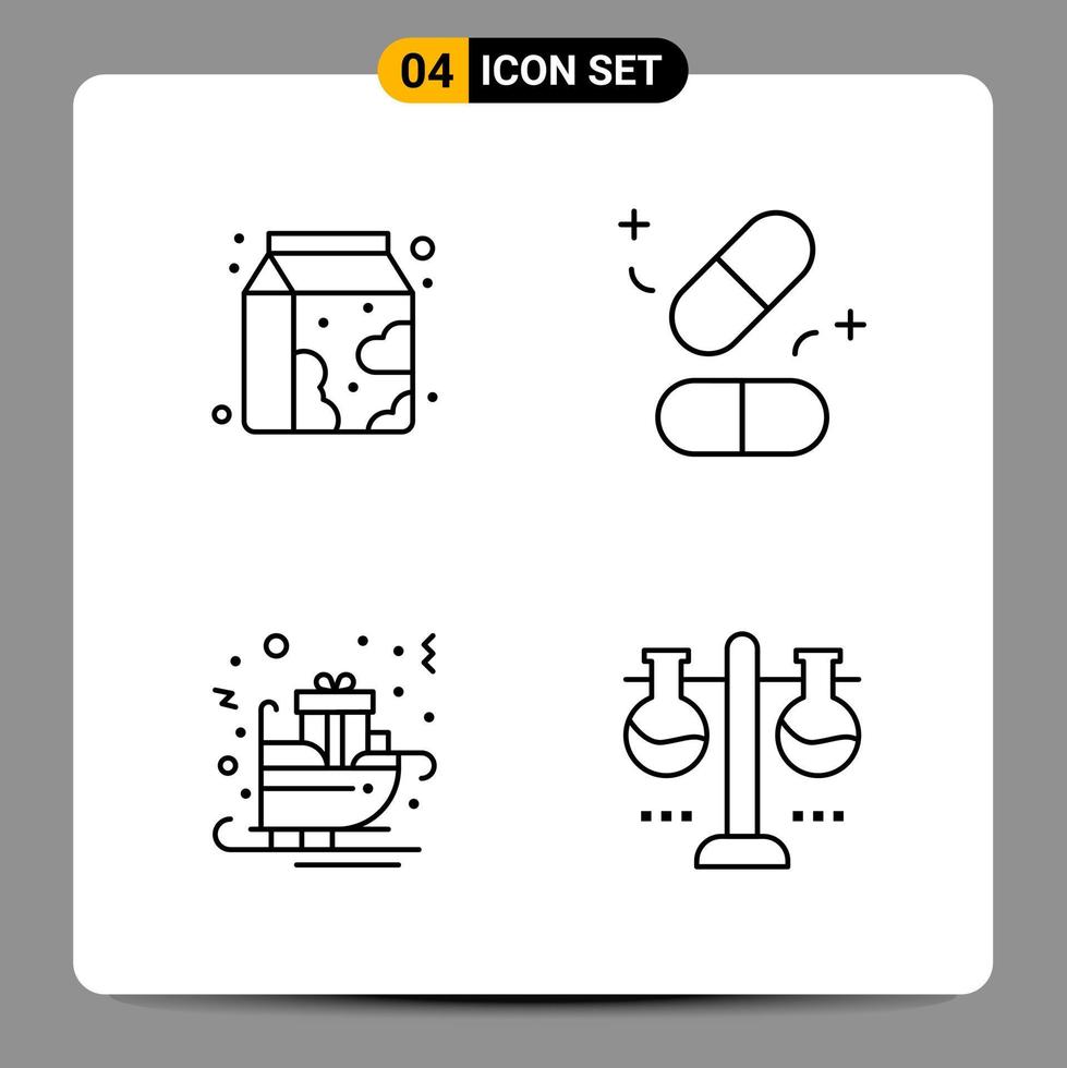 4 svart ikon packa översikt symboler tecken för mottaglig mönster på vit bakgrund 4 ikoner uppsättning kreativ svart ikon vektor bakgrund