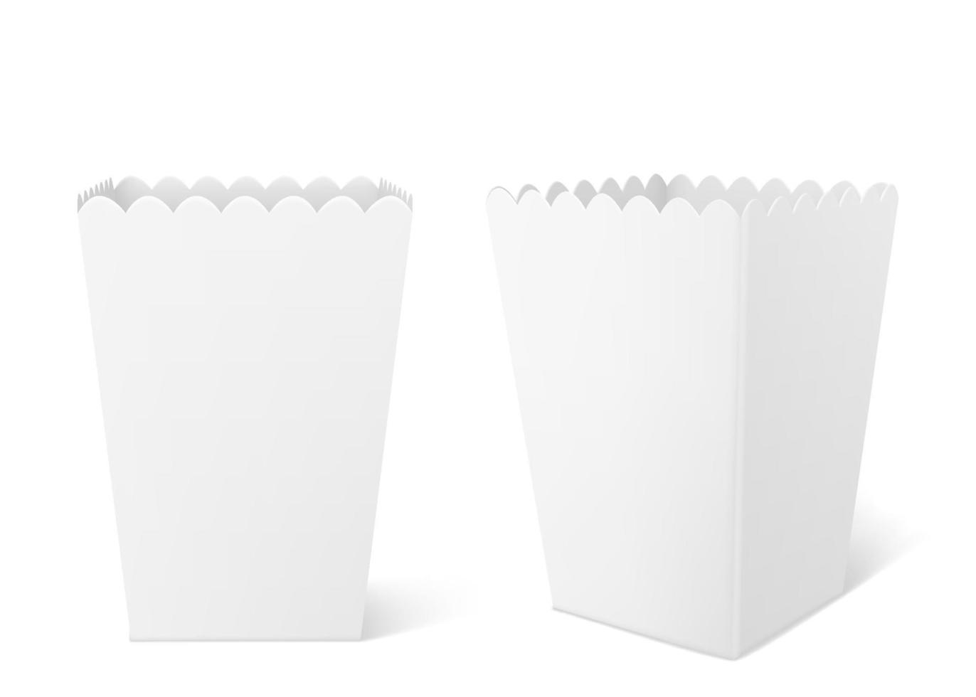 Weiße Papierbox für Popcorn im Kino vektor