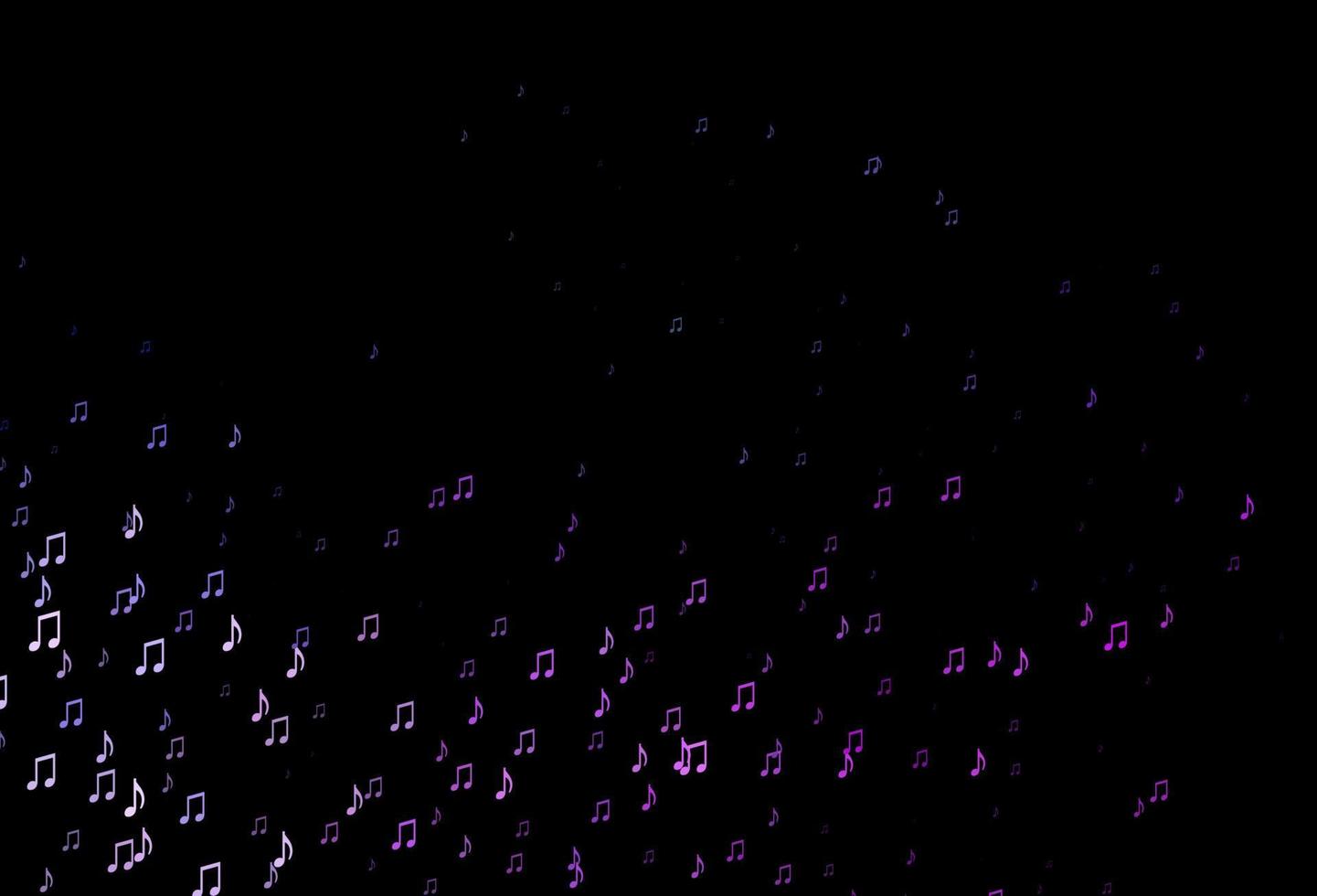 dunkelrosa, blaue Vektorvorlage mit musikalischen Symbolen. vektor
