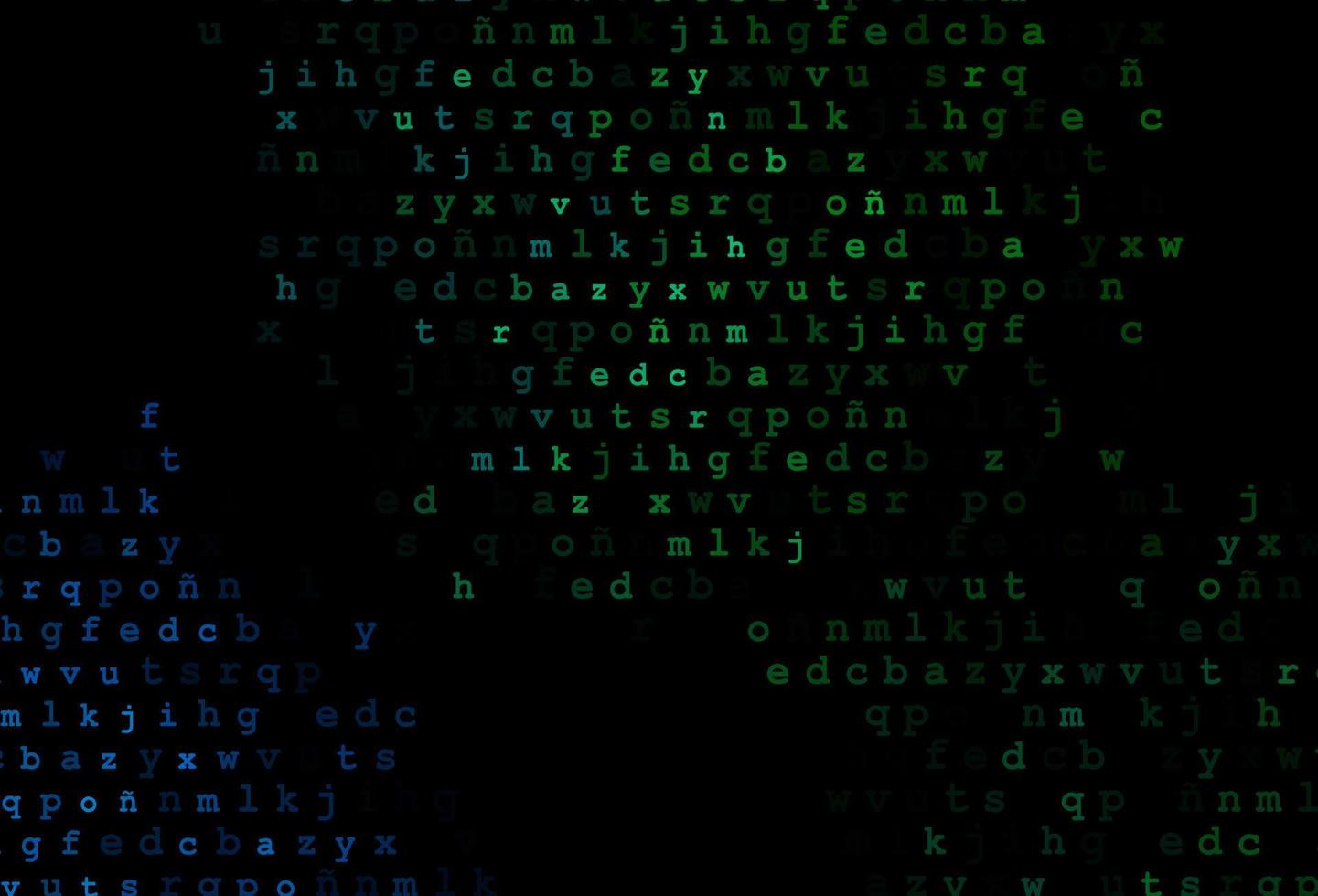 dunkelblaues, grünes Vektorlayout mit lateinischem Alphabet. vektor
