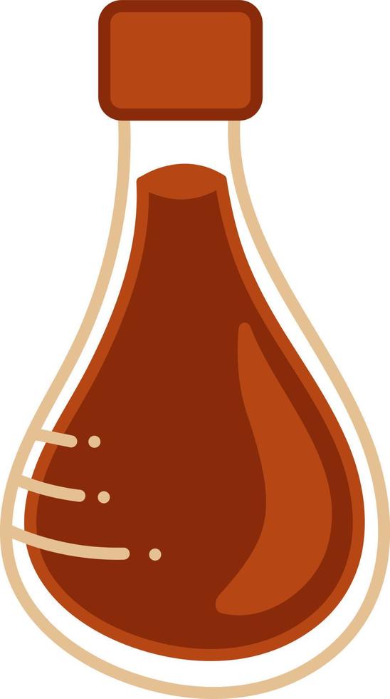 Sojasauce-Doodle. Sojasauce in einer transparenten Flasche mit Verschluss. Farbvektor-Cartoon-Illustration. vektor