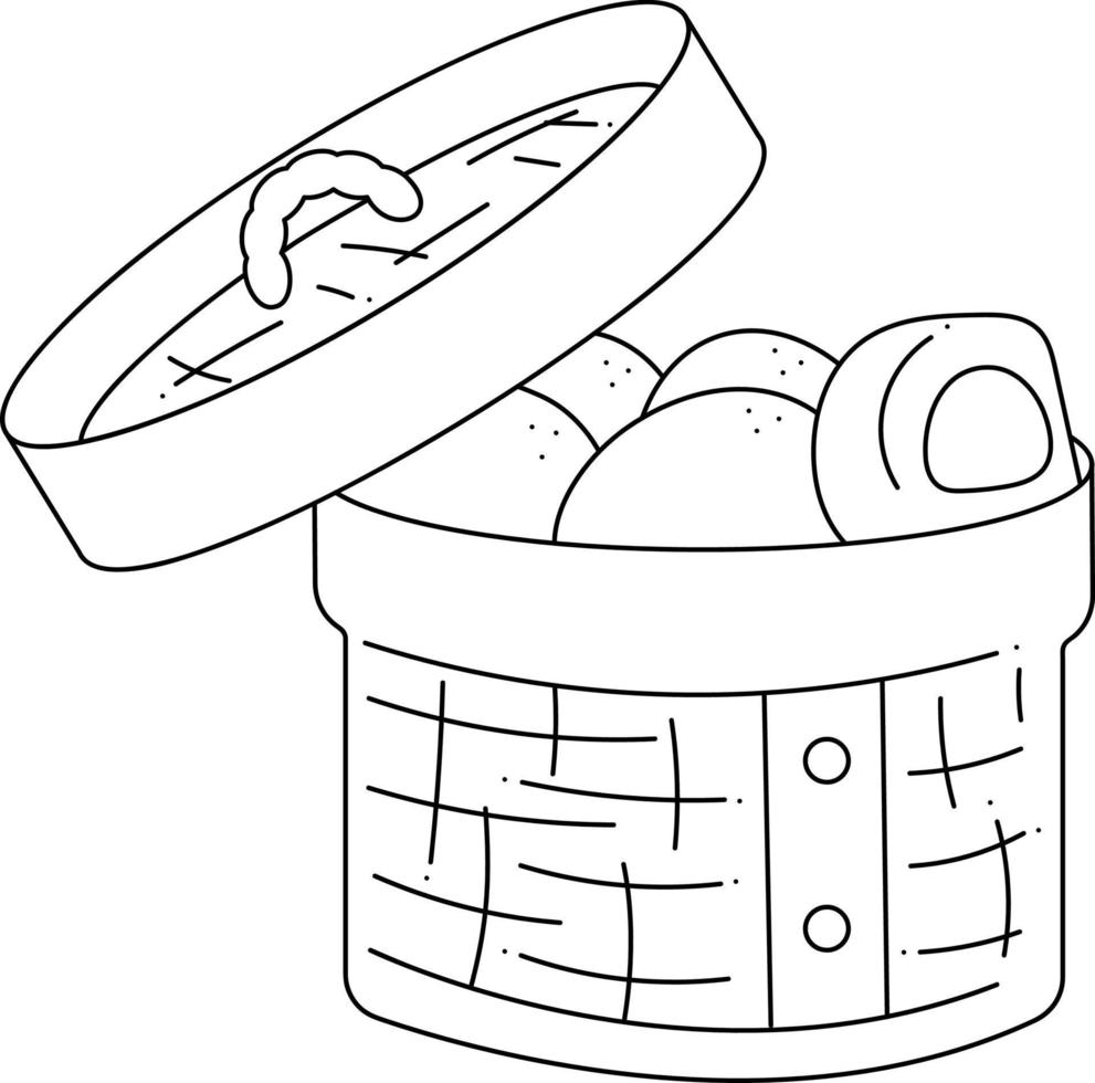 manju doodle2. frisch zubereitete japanische Manju-Pastetchen. Gekritzelfarbkarikatur-Vektorillustration. vektor