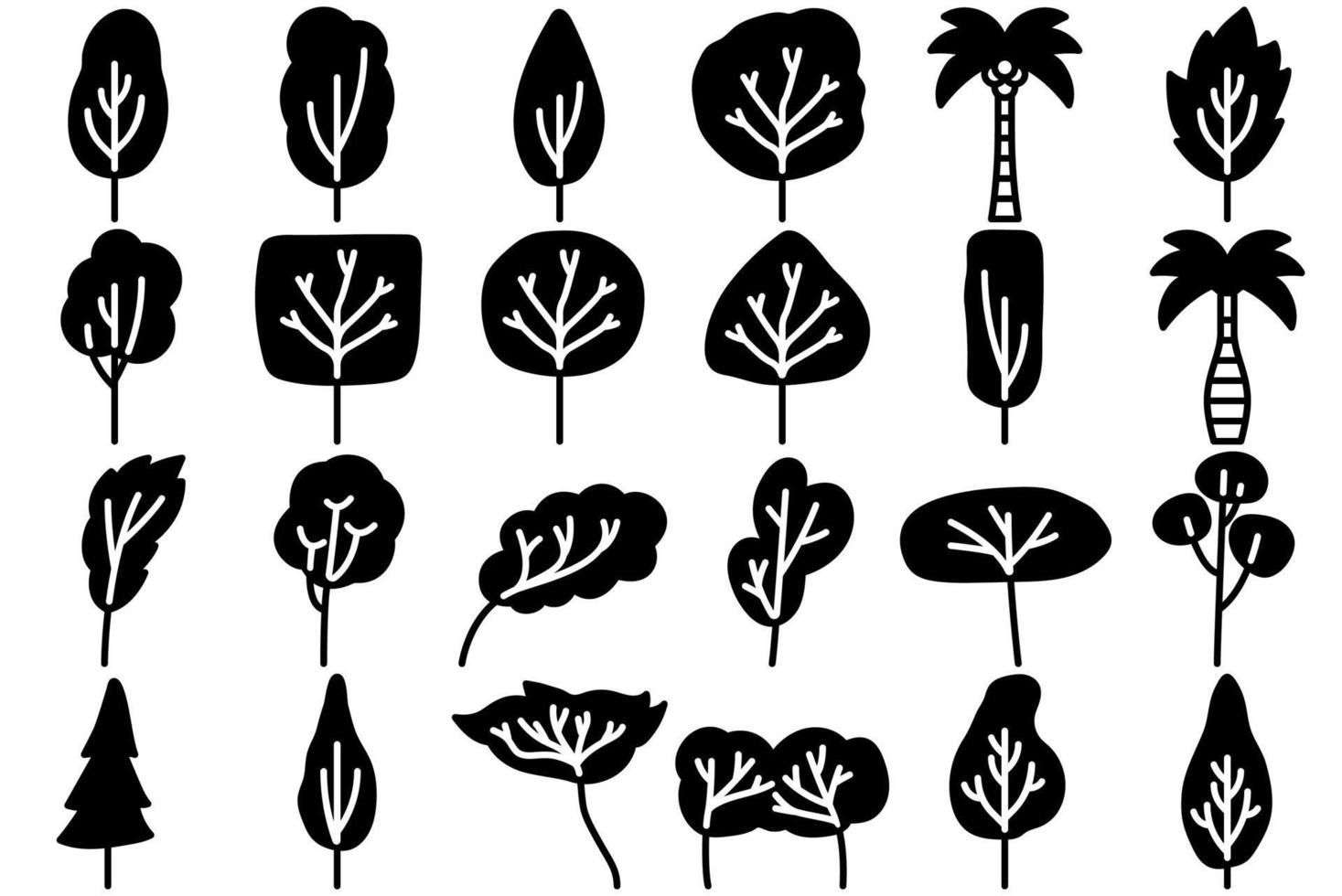 Baum-Symbol. hand gezeichneter baum-iconset. vektor