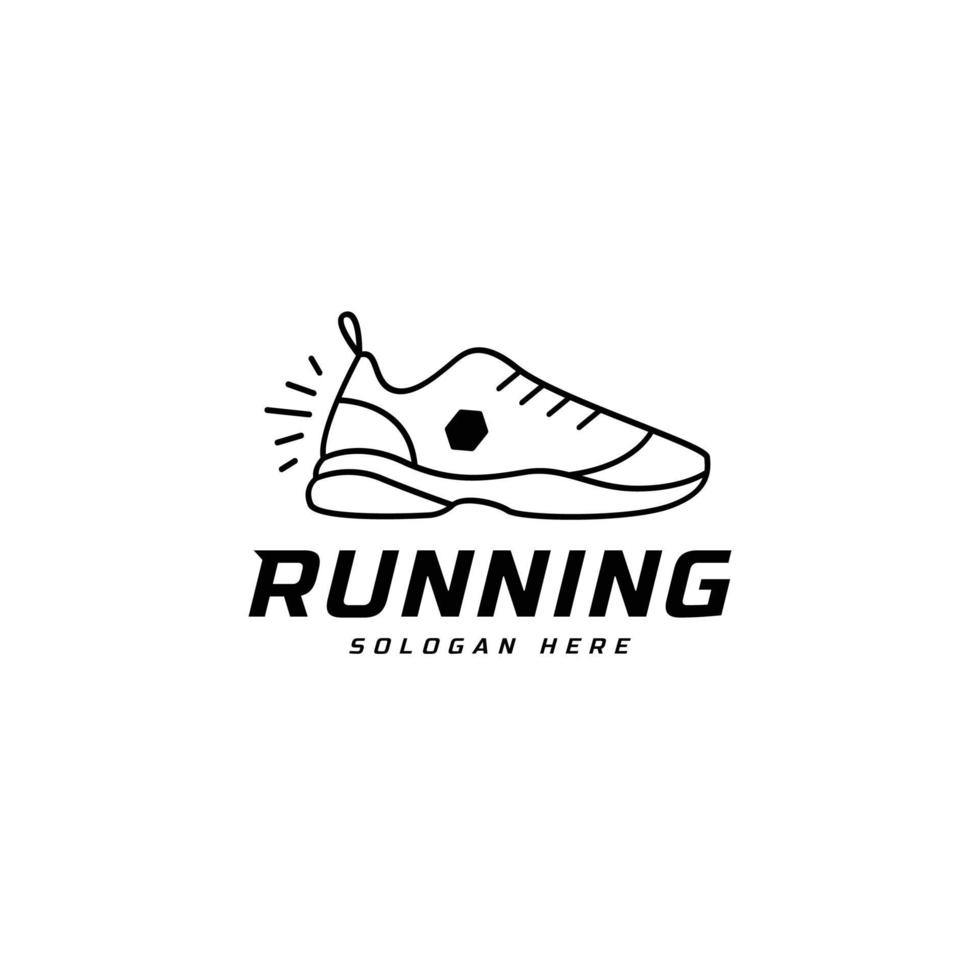 Laufschuh-Symbol-Logo, Marathon-Turnier-Logtyp-Vorlage. Fitness, Athletentraining für Lebenssymbol, Schuhsymbol vektor