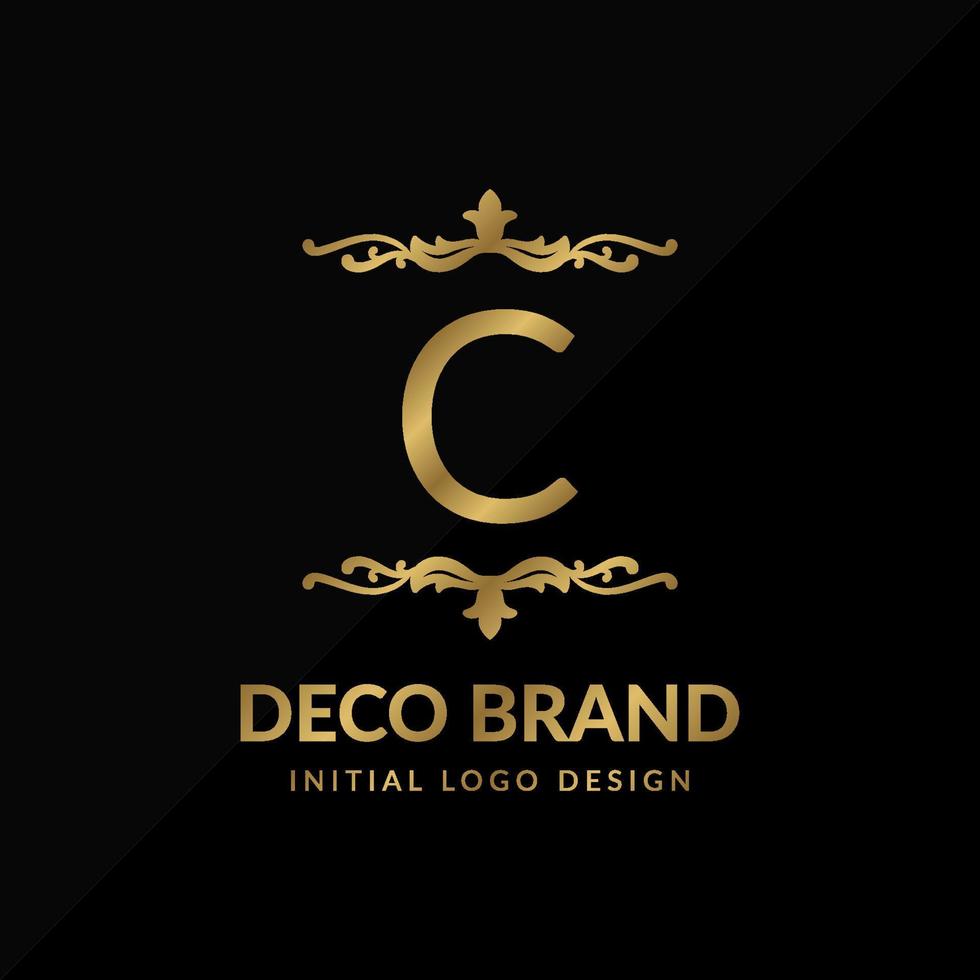 brev c dekorativ varumärke retro virvla runt vektor första logotyp