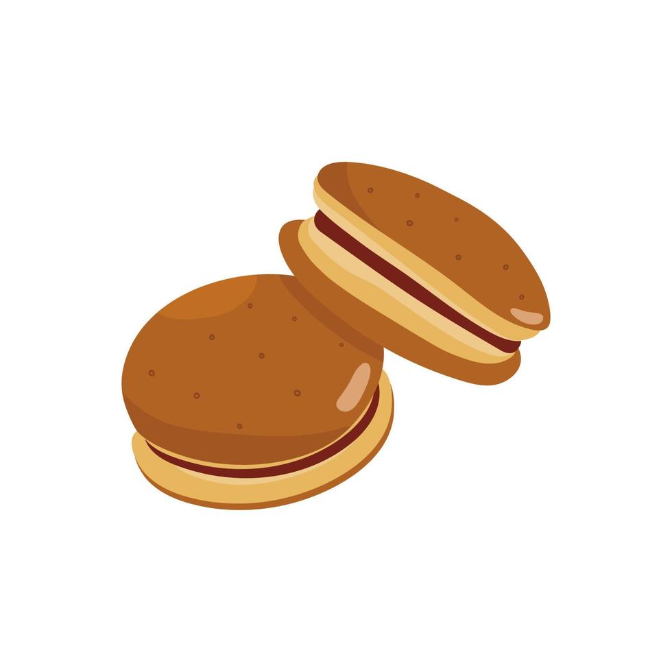 dorayaki japansk pannkaka med ljuv fyllning. hand dragen mat illustration vektor