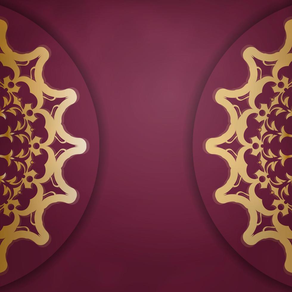 vinröd flygblad med årgång guld mönster för din varumärke. vektor