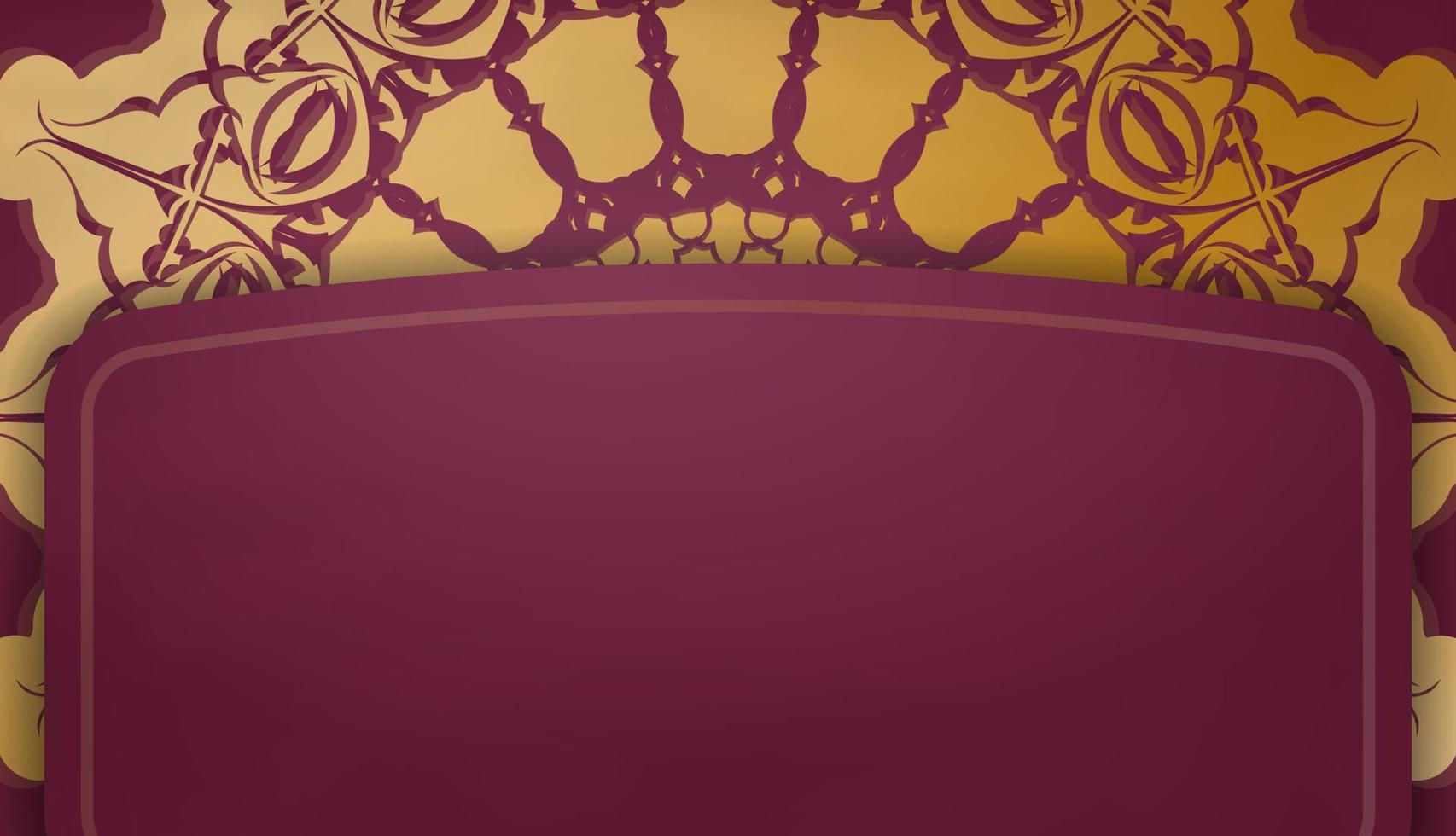 vinröd baner med lyxig guld ornament för logotyp design vektor