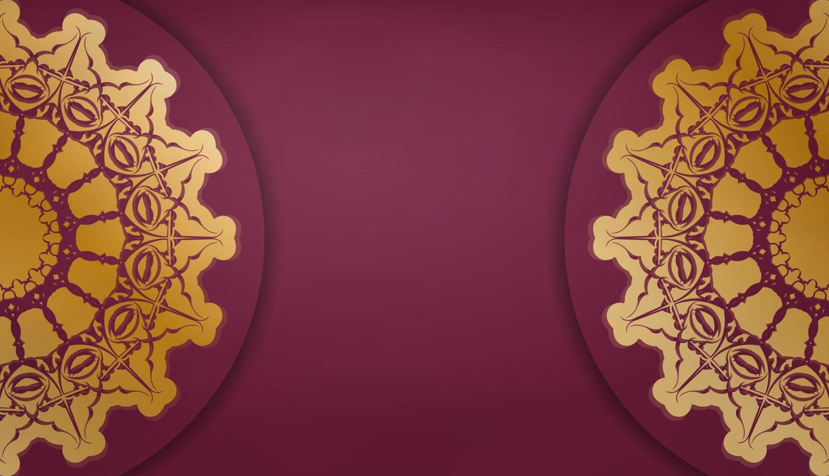 vinröd baner med grekisk guld prydnad för logotyp design vektor