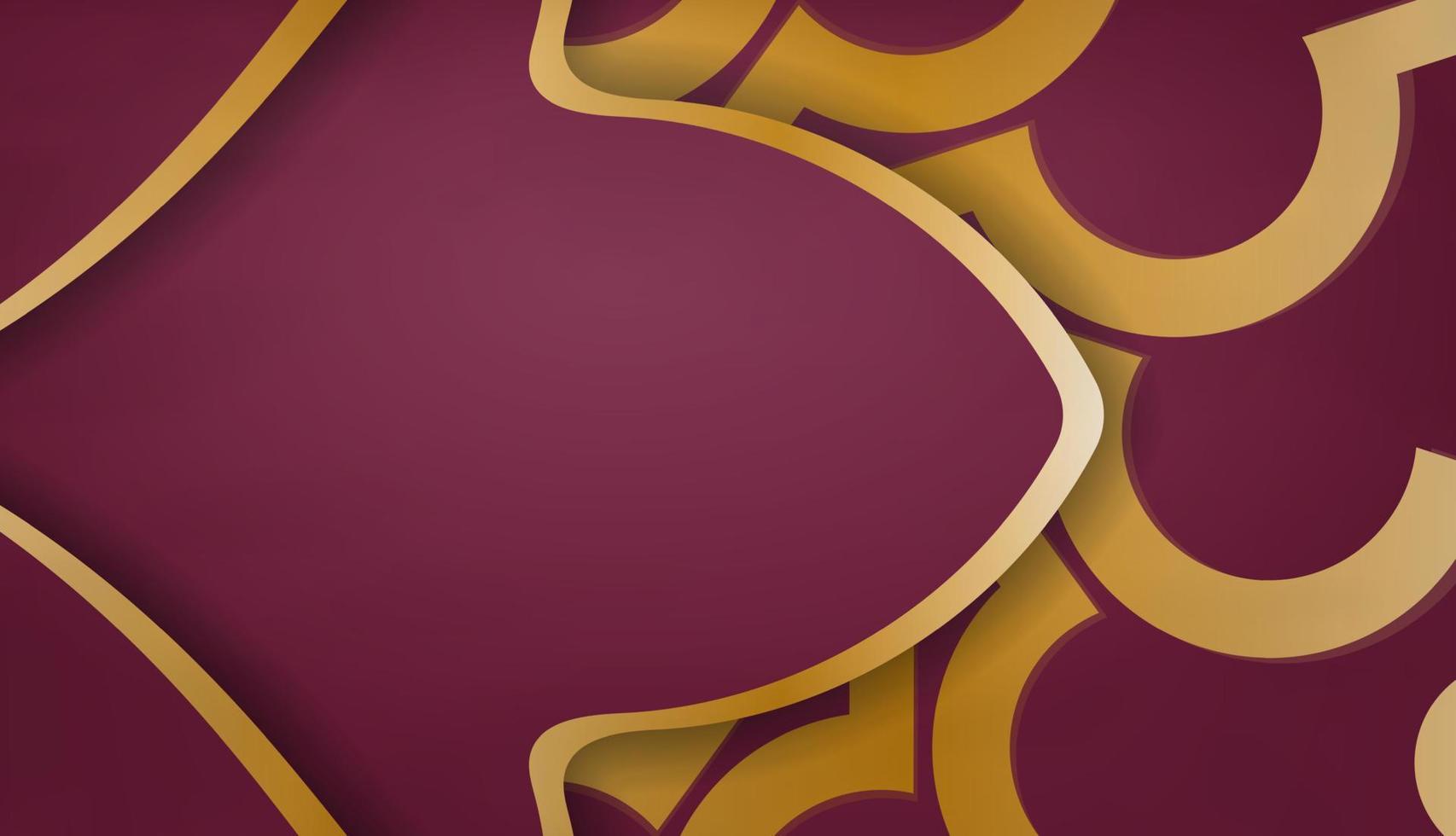 Baner in Burgunderfarbe mit Mandala-Goldmuster für Design unter dem Text vektor