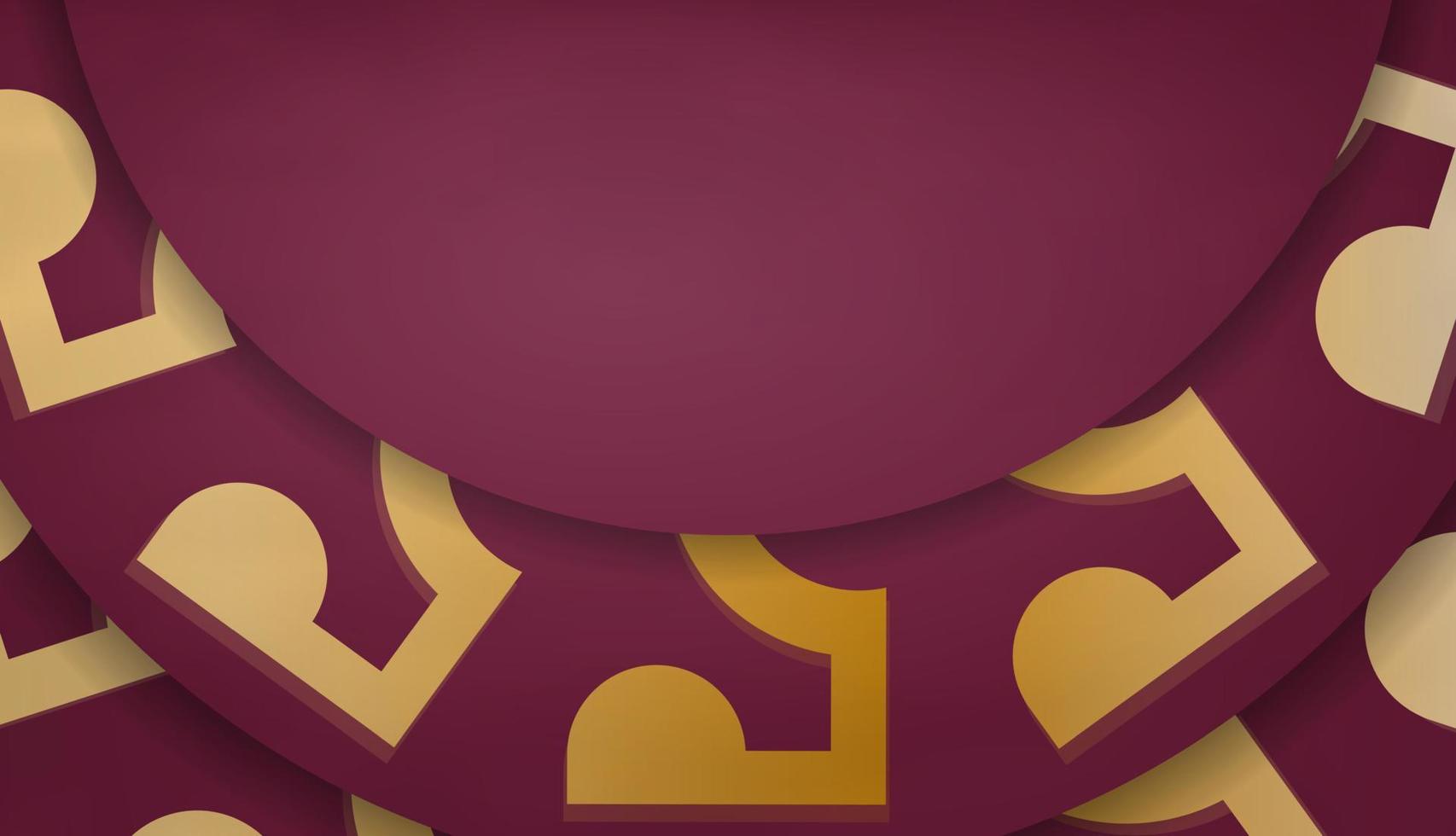 Burgunder-Banner mit goldenem Mandala-Muster und Platz für Text vektor