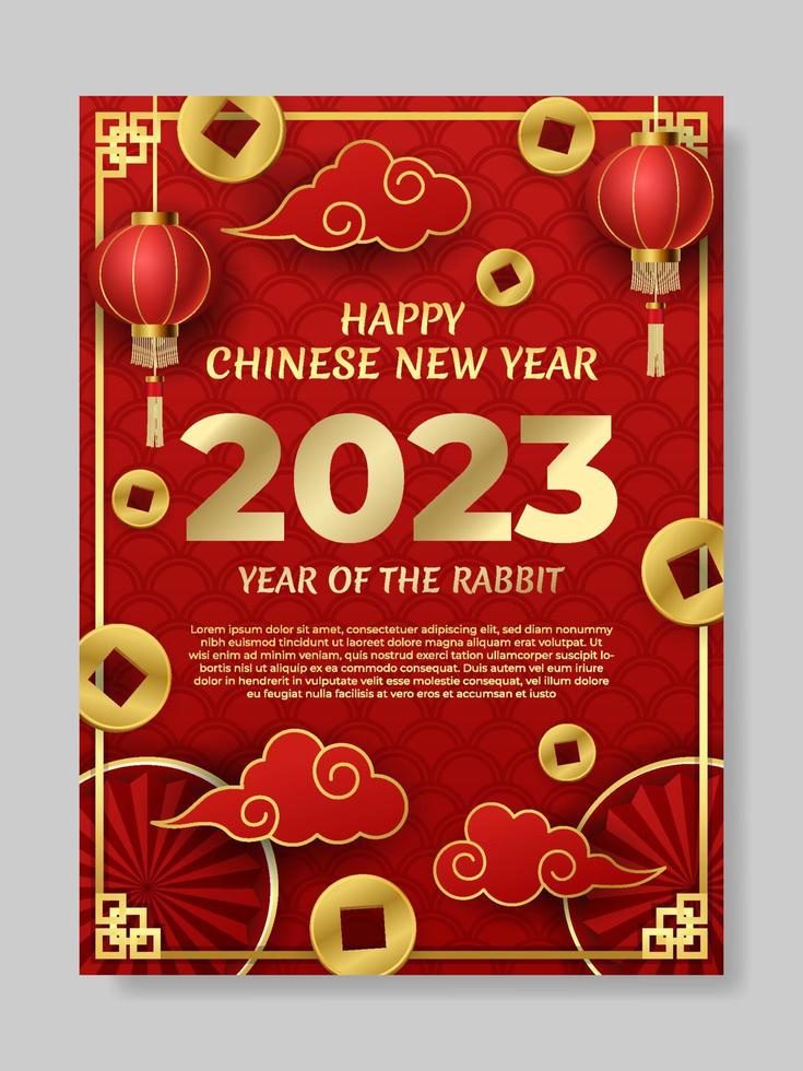 frohes chinesisches neujahrsfest poster vorlage vektor