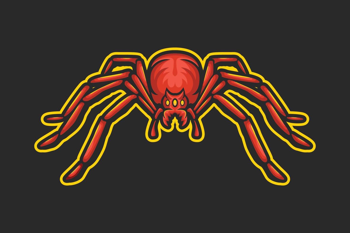 röd Spindel maskot logotyp tecknad serie ikon illustration vektor