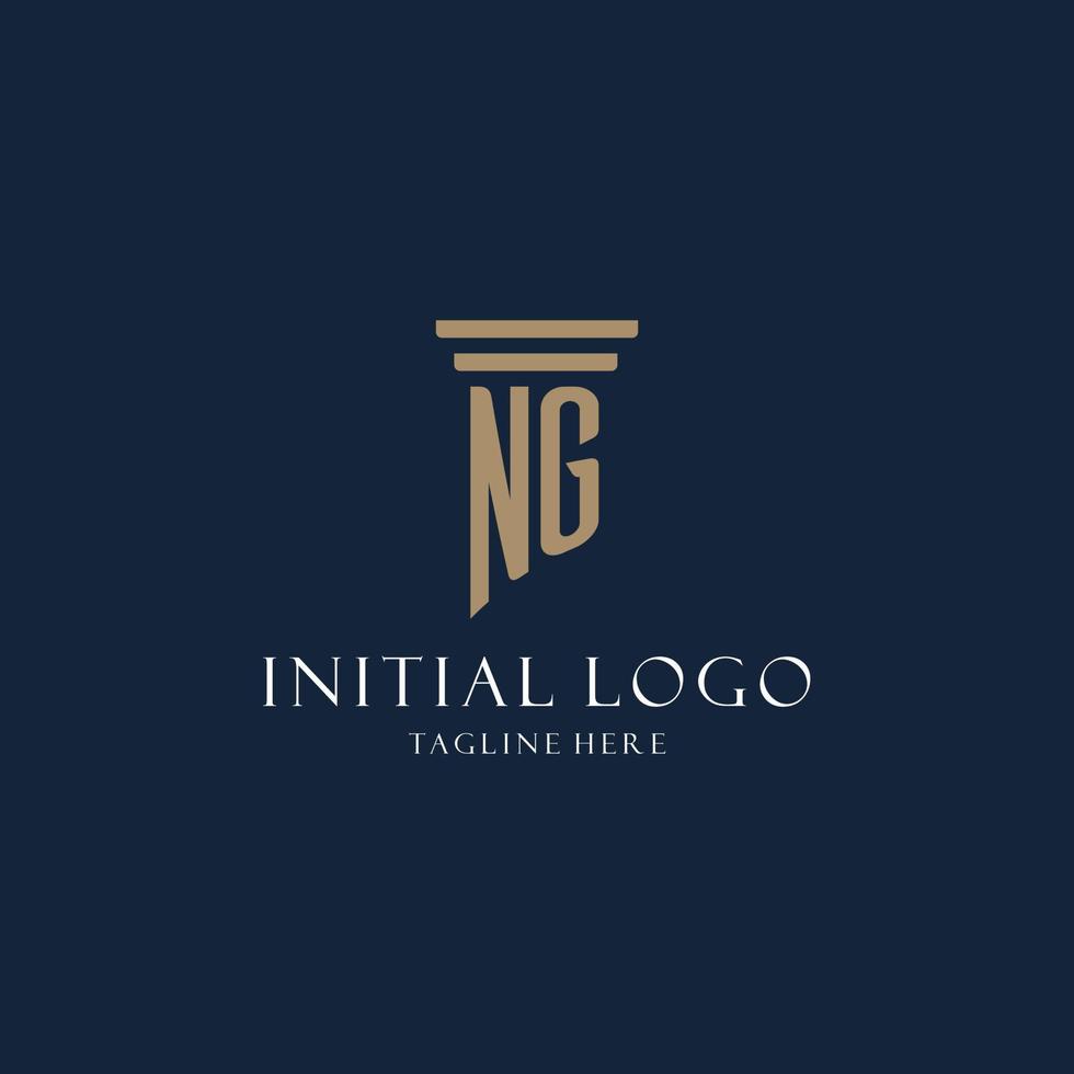 ng första monogram logotyp för lag kontor, advokat, förespråkare med pelare stil vektor