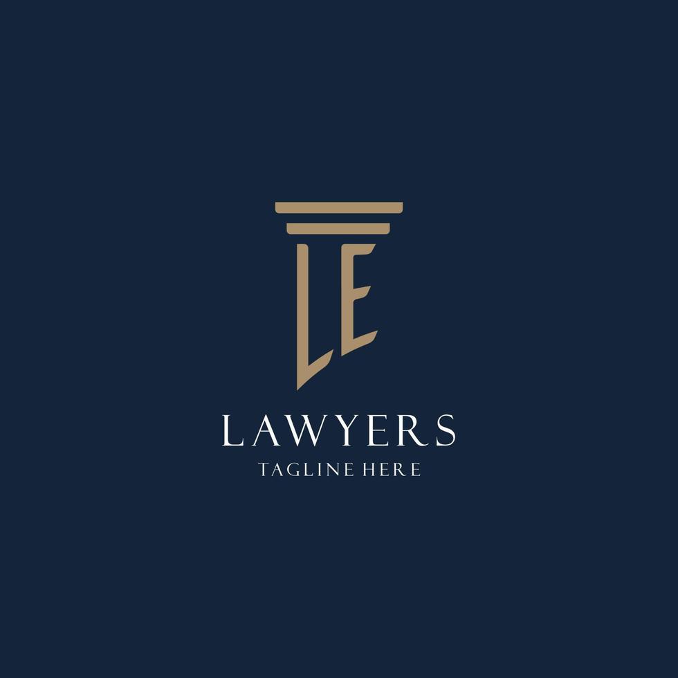 le Anfangsmonogramm-Logo für Anwaltskanzlei, Rechtsanwalt, Anwalt mit Säulenstil vektor