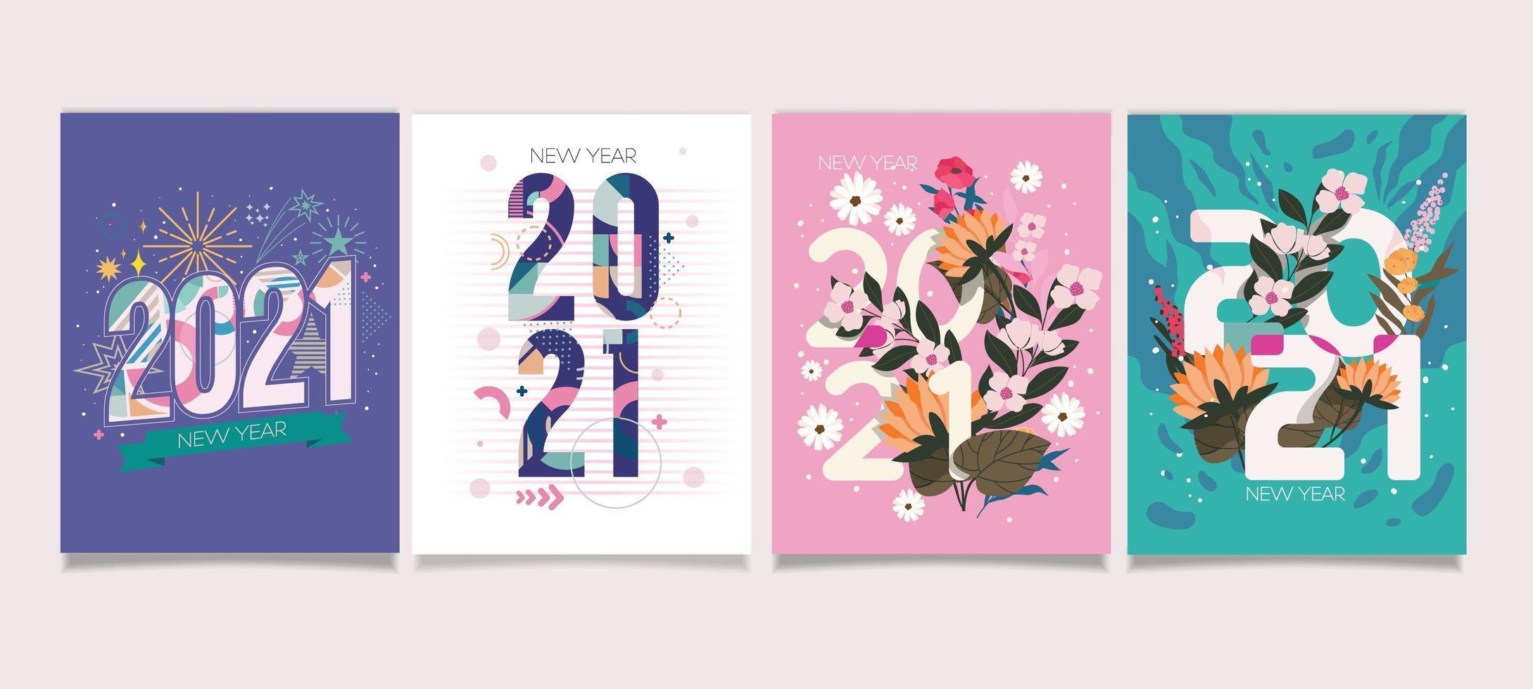 2021 nyårskort med vacker färgpastell vektor