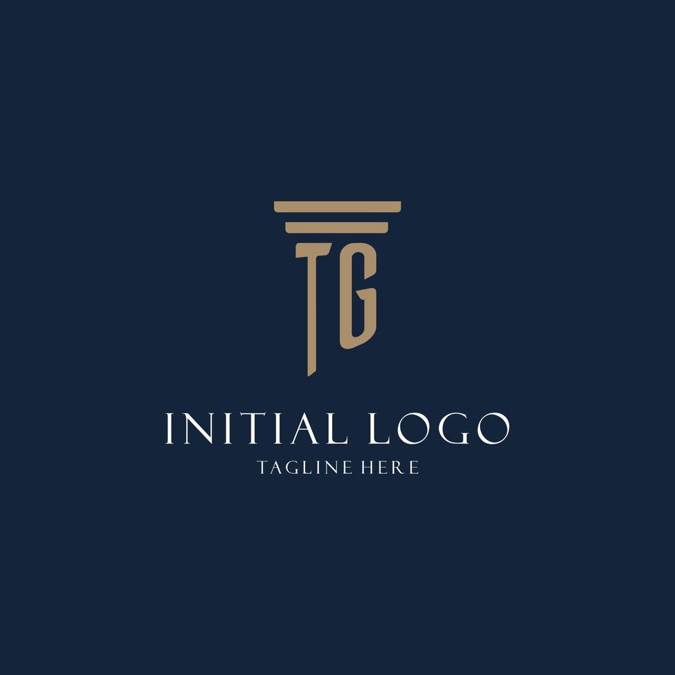 tg första monogram logotyp för lag kontor, advokat, förespråkare med pelare stil vektor