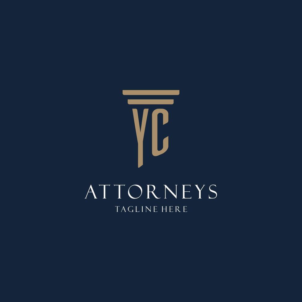 yc första monogram logotyp för lag kontor, advokat, förespråkare med pelare stil vektor