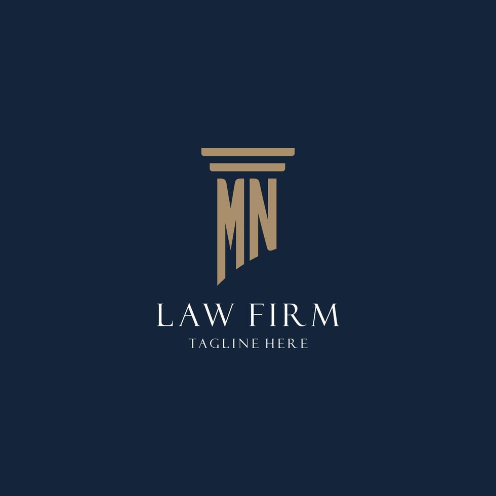 mn första monogram logotyp för lag kontor, advokat, förespråkare med pelare stil vektor