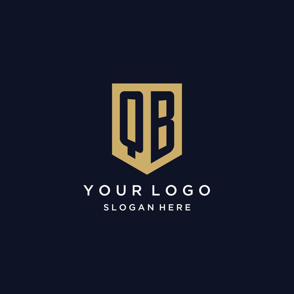 qb monogram initialer logotyp design med skydda ikon vektor