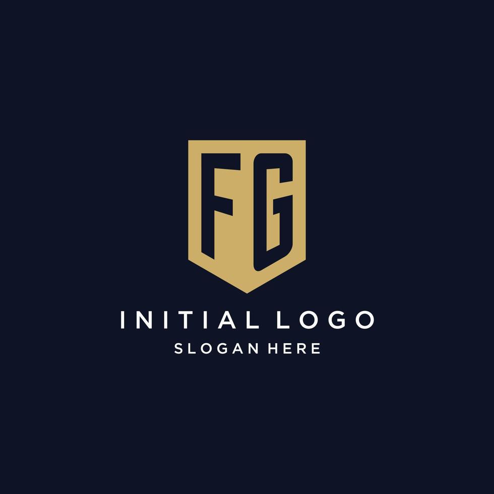 fg monogram initialer logotyp design med skydda ikon vektor