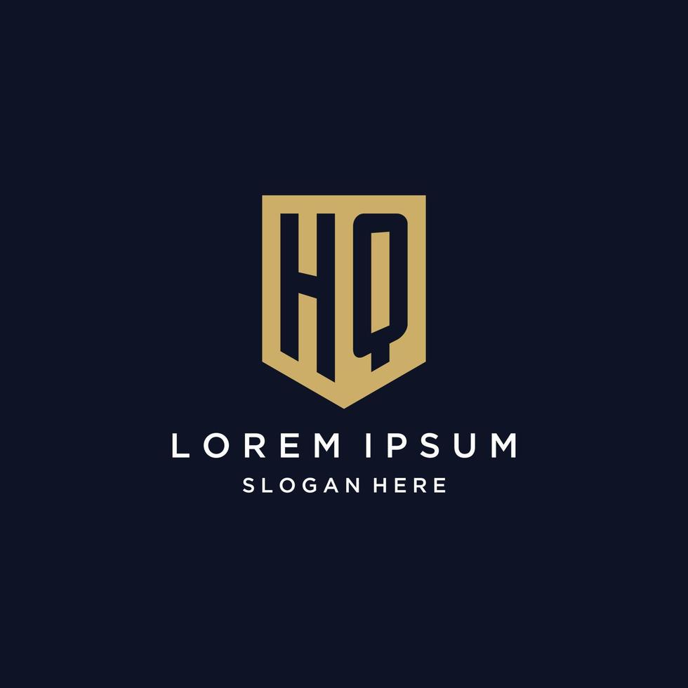 hq-Monogramm-Initialen-Logo-Design mit Schild-Symbol vektor